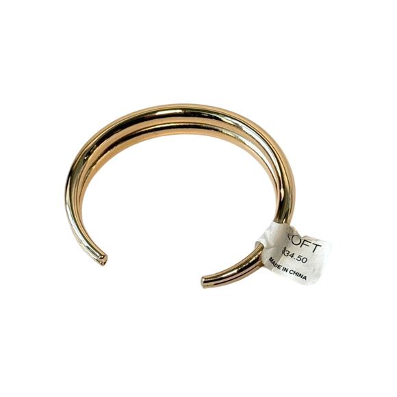 Ann Taylor LOFT Gold Bangle Stacked Bracelet Cuff Statement - Picture 3 of 5